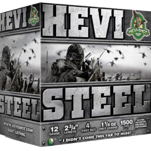 HEVI-Shot HEVI-Steel 12 Gauge Shotgun Shells", 1 1/8 oz, #4 Shot Rounds per Box (10 Boxes per Case)** ** 816383612248