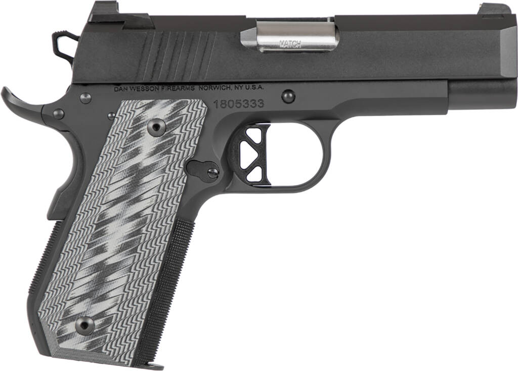 Dan Wesson 01884 EPC 9mm Luger 9+1 4" Stainless Bull Barrel Black Duty Serrated Stainless Steel Slide Black Aluminum Frame wBeavertail Black/Gray G10 Grip