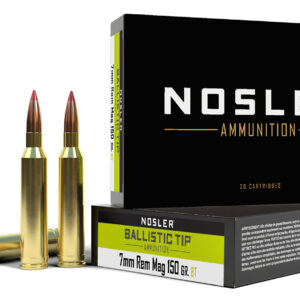 Nosler 7mm Rem Mag 150gr Ballistic Tip Ammo box with 20 rounds