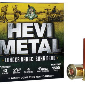 ** HEVI-Metal Longer Range 12 Gauge Shotgun Shells" 1 1/8oz #4 Shot Rounds per Box (Case of 10 Boxes) ** 816383002988