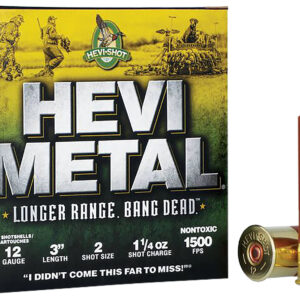 ** HEVI-Metal Longer Range 12 Gauge Shotgun Shells" | 1 1/4 oz | 2 Shot | 25 Rounds/Box | 10 Boxes/Case ** 816383002728