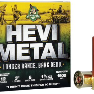 ** HEVI-Metal Longer Range 12 Gauge Shotgun Shells" | 1 1/4 oz | #6 Shot | 25 Rounds/Box | 10 Boxes/Case ** 816383002780
