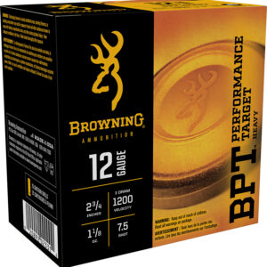 ** Browning BPT Performance Target 12 Gauge Ammo", 1 1/8 oz, 7.5 Shot Rounds/Box, 10 Boxes/Case ** 020892023314