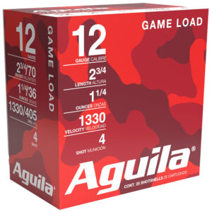 Aguila 1CHB1204 Birdshot High Velocity 12Gauge 2.75" 1 1/4oz 4Shot 25 Per Box/10 Case 640420002378