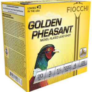 Fiocchi Golden Pheasant Extrema 20 Gauge Shotshells" 1 1/4 oz #4 Shot Rounds per Box (10 Boxes per Case)** ** 762344702483