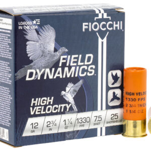 Fiocchi 12HV75 Field Dynamics High Velocity 12Gauge 2.75" 1 1/4oz 7.5Shot 25 Per Box/10 Case 762344700281