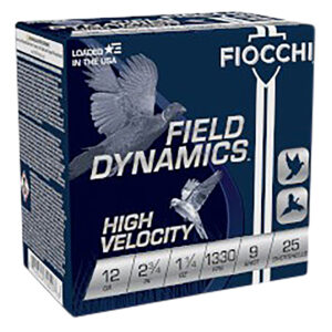 ** Fiocchi Field Dynamics High Velocity 12-Gauge Shotshells", 1 1/4oz, 9 Shot (25 Rounds per Box) ** 762344700298