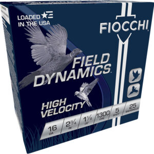 Fiocchi Field Dynamics High Velocity 16-Gauge Shotshells" 1 1/8 oz, 5 Shot (25 Rounds per Box, 10 Boxes per Case)** ** 762344704852
