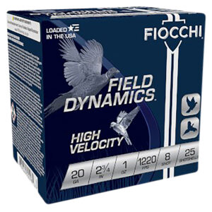Fiocchi Field Dynamics High Velocity 20 Gauge Shotshells" | 1 oz | #8 Shot | 25 Rounds** ** 762344700984