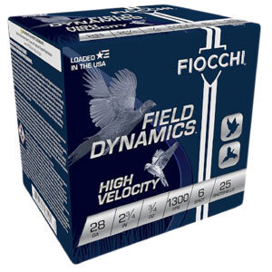 ** Fiocchi Field Dynamics High Velocity 28 Gauge Shotshells" 3/4 oz, 6 Shot, 25 Rounds ** 762344703541