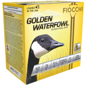 Fiocchi Golden Waterfowl 12Ga shotshells box with 25 rounds