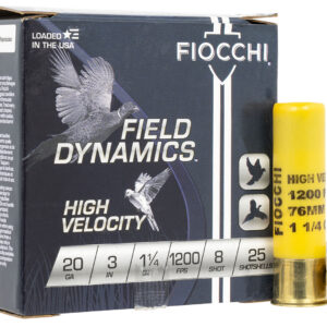 Fiocchi 203HV8 Field Dynamics High Velocity 20Gauge 3" 1 1/4oz 8Shot 25 Per Box/10 Case 762344707969