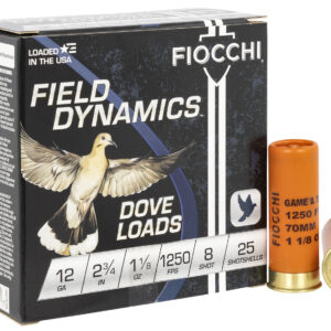 Fiocchi 12GTX188 Field Dynamics Dove & Quail 12Gauge 2.75" 1 1/8oz 8Shot 25 Per Box/10 Case 762344708027