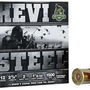 HEVI-Shot HEVI-Steel 12 Gauge Shotgun Shells" | 1 1/8 oz | 2 Shot | 25 Rounds per Box | 10 Boxes per Case** ** 816383612224