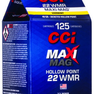Per Round – CCI Maxi-Mag .22 WMR 40gr Jacketed Hollow Point Ammo – 125 Rounds per Box (10 Boxes per Case)**

** 604544655612
