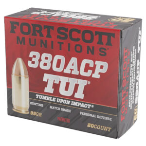 ** Fort Scott Munitions Tumble Upon Impact (TUI) .380 ACP 95gr Solid Copper Spun Ammo – 20 Rounds per Box, 25 Boxes per Case

** 753677048157