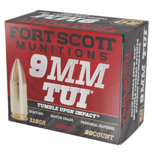 ** Fort Scott Munitions 9MM115SCV Tumble Upon Impact (TUI) 9mm Luger 115gr Solid Copper Spun - 20 Rounds per Box, 25 Boxes per Case

** 758381721532