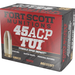 Fort Scott Munitions 450180SCV Tumble Upon Impact (TUI)  45ACP 180gr Solid Copper Spun 20 Per Box/25 Case 753677048102