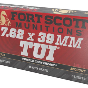 Fort Scott Munitions 7.62x39mm Tumble Upon Impact (TUI) Rifle Ammunition - 117 Grain Solid Copper - 20 Rounds per Box 758381721648