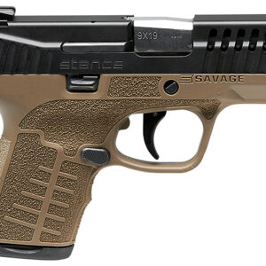 Savage Arms 67007 Stance  9mm Luger 7+1/8+1 3.2" Barrel, Flat Dark Earth Polymer Frame, Serrated/Ported Black Nitride Slide, Interchangeable Backstrap, Night Sights, No Manual Safety