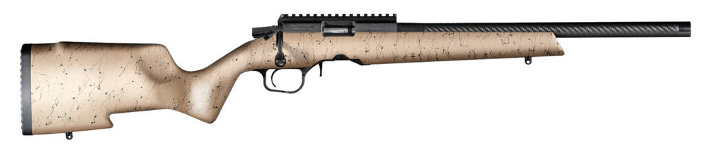 Christensen Arms 8011201500 Ranger Full Size 17 HMR 9+1, 18" Black Carbon Fiber Barrel, Black Anodized Aluminum Receiver, Tan w/Black Webbing Fixed w/Aluminum Pillars Stock
