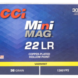 Per Round – CCI 962 Mini-Mag Varmint 22LR 36gr Jacketed Hollow Point 300 Per Box/10 Case 076683009623