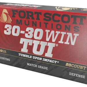 Fort Scott Munitions Tumble Upon Impact (TUI) 30-30 Win Rifle Ammunition - 130gr Solid Copper, 20 Rounds per Box 758381722171