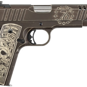 Auto-Ordnance 1911TCAC15 1911 A1 Cold Dead hands 45 ACP 7+1 5" Black/Burnt Bronze Distressed Cerakote, Ported Slide, Custom Engraved Aluminum Grips, TruGlo Night Sights