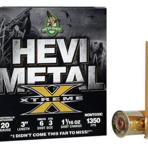 ** HEVI-Shot HEVI-Metal Extreme 20 Gauge 3" Shotshells – Steel/Tungsten Blend, 1 1/16 oz, Size 6/3 (25 Rounds) ** 604544689006
