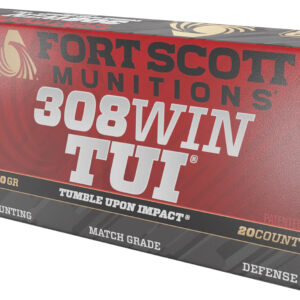 Fort Scott Munitions 308 Win 150gr Tumble Upon Impact (TUI) Solid Copper Spun Rifle Ammunition - 20 Rounds per Box 758381722089