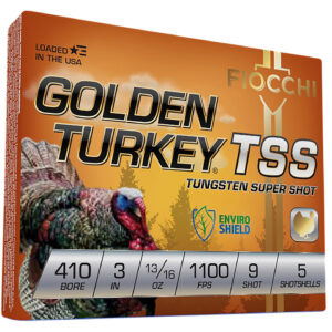 ** Fiocchi Golden Turkey TSS .410 Gauge Shotgun Shells" 13/16oz, 9 Shot (Pack of 5, 10 Packs Per Case) ** 762344713014