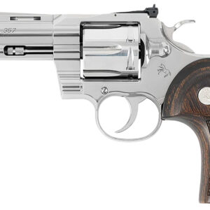 Colt Mfg PYTHONSP4WFT Python Target 357 Mag 6rd 4.25" Semi-Bright Stainless Vent Rib Barrel, Cylinder & Frame, Walnut Target Grip