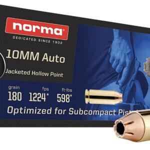 ** Norma 10mm Auto Safeguard JHP Ammunition - 180 Grain Jacketed Hollow Point, 50 Rounds per Box, 20 Boxes per Case

** 810036151689