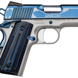 Kimber Mfg.,inc 3200273 Sapphire Ultra II 9mm 8+1 3" Bright Blue PVD Coating Stainless Steel Slide Satin Silver G10 Grip
