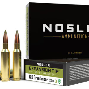 Nosler E-Tip 6.5 Creedmoor 120gr lead-free ammo box