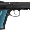 CZ-USA 91257 Shadow 2  SA/DA 9mm Luger 4.89" 17+1 Overall Black Nitride Finish with Inside Railed  Steel Slide, Blue Aluminum Grip, Non-Tilted Barrel & Picatinny Rail