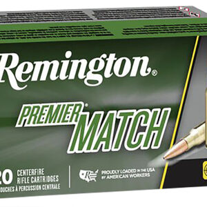 Remington Premier Match .308 Win 175gr BTHP Ammo box with 20 rounds