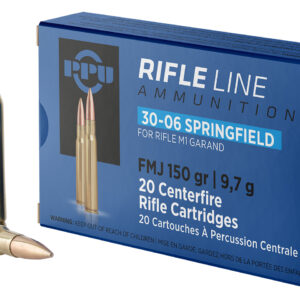 PPU PP3006G Standard Rifle Ammunition - 30-06 Springfield, 150gr Full Metal Jacket, 20 Rounds per Box 8605003812494