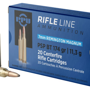 PPU PP7RM2 Standard Rifle Ammunition - 7mm Rem Mag, 174gr Pointed Soft Point Boat Tail 8605003812685