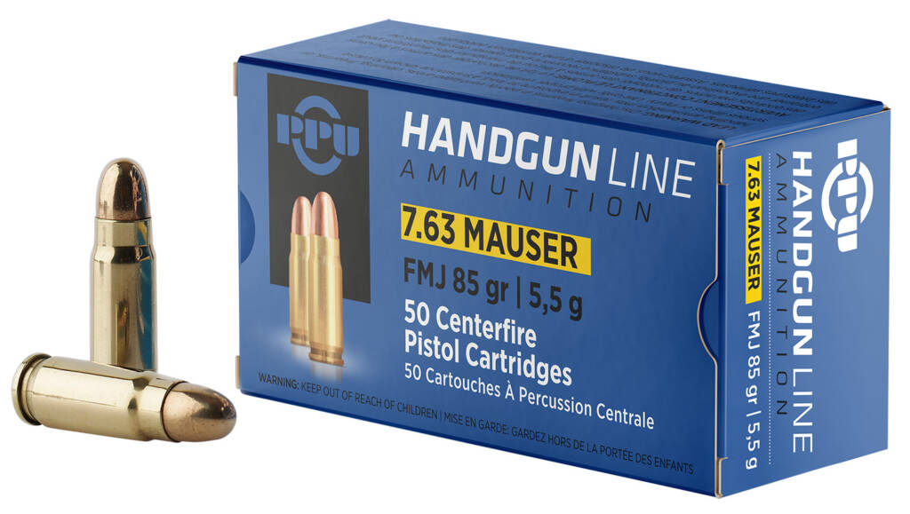 PPU 7.63mm Mauser 85 gr FMJ 1510 fps 50/ct
