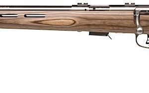 Savage Arms 96210 93R17 BTVLSS 17 HMR Caliber with 5+1 Capacity, 21" Barrel, Satin Stainless Metal Finish & Fixed Thumbhole Natural Brown Stock Left Hand (Full Size)