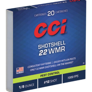 Per Round – ** CCI 0025 Pest Control Shotshell - 22WMR 52gr #12 Shot | 20 Rounds per Box, 100 Boxes per Case

** 076683000255