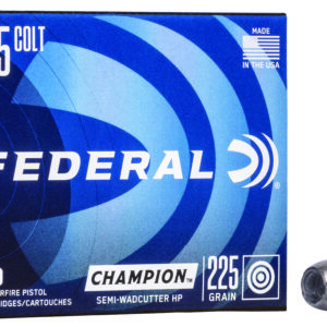 ** Federal Champion .45 Colt 225gr Semi-Wadcutter Hollow Point - 20 Rounds per Box, 25 Boxes per Case

** 029465093099