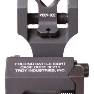 Troy Ind SSIGFBSTTBT00 Tritium Rear Folding BattleSight Round  Black Hardcoat Anodized Folding for AR-15