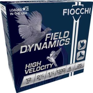 Fiocchi 12 Gauge 2.75" Shotshells/4 oz #4 Shot at 1330 FPS | 25 Rounds per Box, 10 Boxes per Case** ** 762344700250