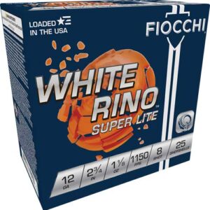 ** FIOCCHI White Rino 12GA 2.75" Shotgun Shells/8 oz #8, 1150 FPS Rounds ** 762344865058