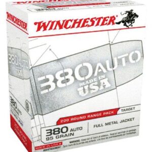 Winchester USA .380 ACP 95 Grain Full Metal Jacket - 200 Rounds (5 Boxes)

### 020892222472