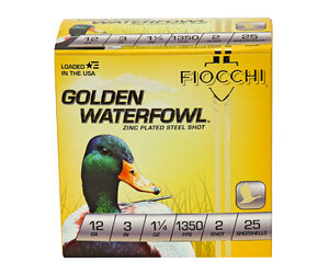 Fiocchi 12GA #2 Golden Waterfowl Steel Shot ammunition box