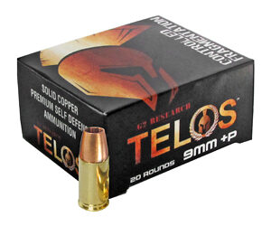 G2R TELOS 9MM +P 92 Grain Lead-Free Solid Copper Ammunition - 20 Rounds per Box (500 Rounds Total) 851412006193