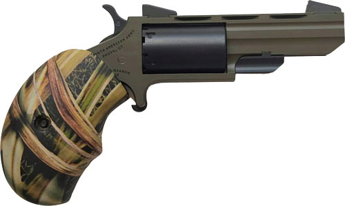 NAA Huntsman Mini Revolver .22 WMR 2" Fixed Barrel OD Green Wood 744253003615